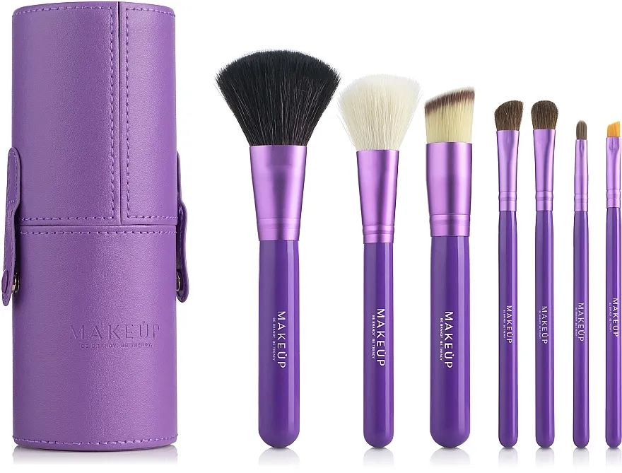 MAKEUP Set kistova za šminku u tubi, ljubičasti, 7 kom