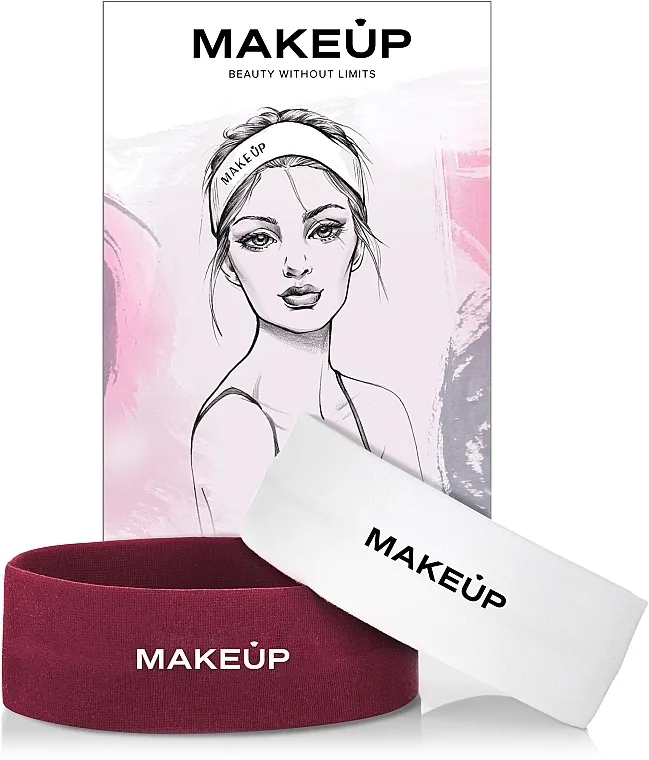 MAKEUP Set traka za glavu, žersej "Marsala&amp;White"