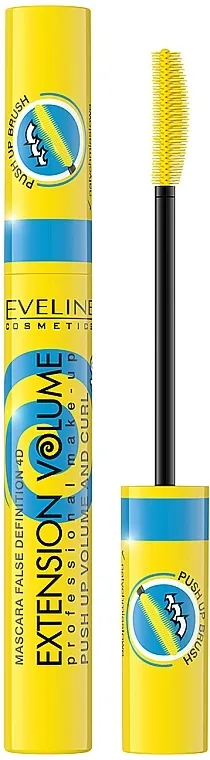 Maskara Eveline Cosmetics False Definition 4D Extension Volume Push Up Volume And Curl Mascara