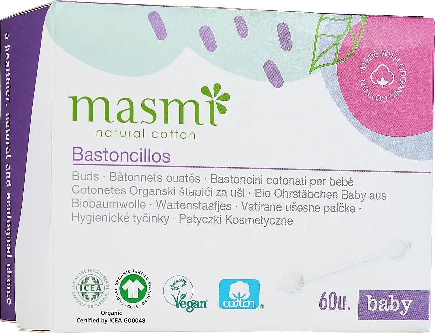 Masmi Natural Cotton Dječji štapići za vatu