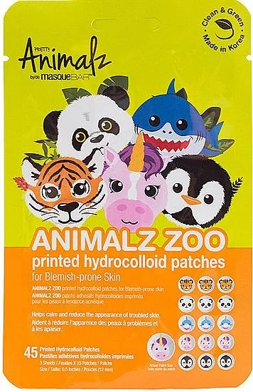 MasqueBar Animalz Zoo Printed Hydrocolloid Patches Flasteri za akne