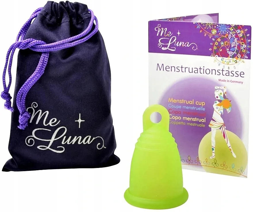 Me Luna Classic Menstrual Cup Ring Menstrualna čašica s petlicom, veličina M, zelena