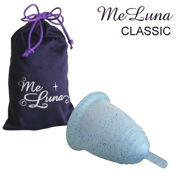 Me Luna Classic Menstrual Cup Stem Menstrualna čašica s nogicom, veličina M, plave šljokice