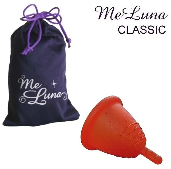 Me Luna Classic Shorty Menstrual Cup Stem Menstrualna čašica s drškom, veličina M, crvena