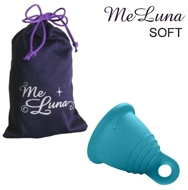 Me Luna Soft Shorty Menstrual Cup Ring Menstrualna čašica sa petljom, veličina KSL, morski talas