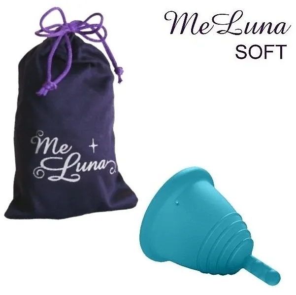 Me Luna Soft Shorty Menstrual Cup Stem Menstrualna čašica s nogicom, veličina L, morski val