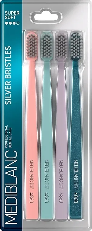 Mediblanc Silver Bristles Super Soft Toothbrush 4860 (toothbrush/4pcs) Set četkica za zube