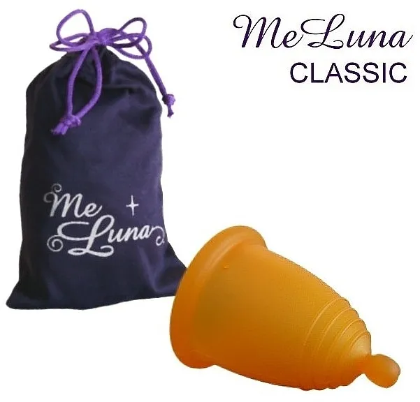 MeLuna Classic Menstrual Cup Ball Menstrualna čašica s kuglicom, veličina S, narančasta
