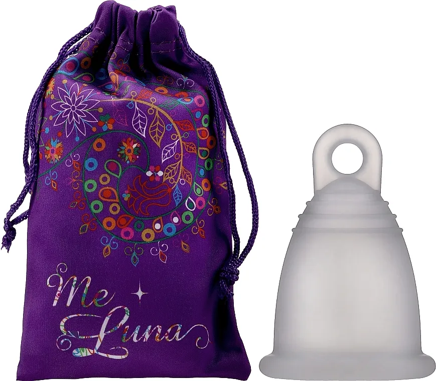 MeLuna Classic Menstrual Cup Ring Menstrualna čašica s petlicom, veličina S, prozirna