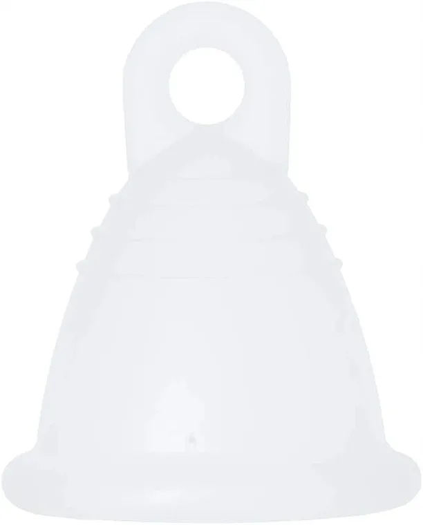 MeLuna Classic Shorty Menstrual Cup Ring Menstrualna čašica s petlicom, veličina L, prozirna