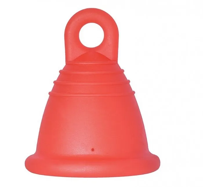 MeLuna Classic Shorty Menstrual Cup Stem Menstrualna čašica s petljom, veličina XL, crvena