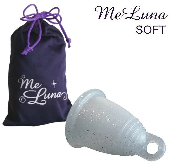 MeLuna Soft Menstrual Cup Ring Menstrualna čašica s petlicom, veličina M, sa šljokicama