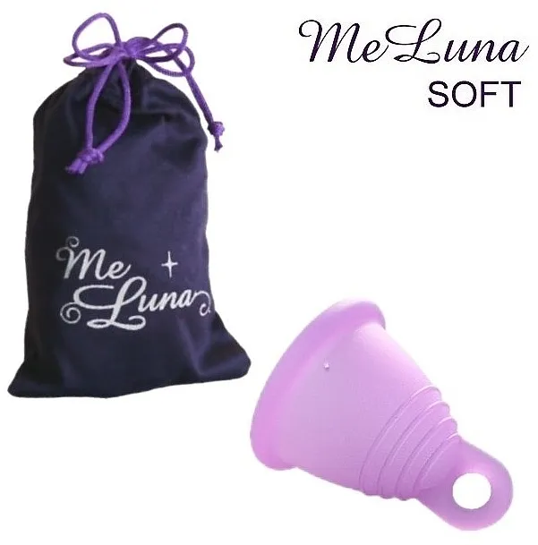 MeLuna Soft Shorty Menstrual Cup Ring Menstrualna čašica s petlicom, veličina M, roza