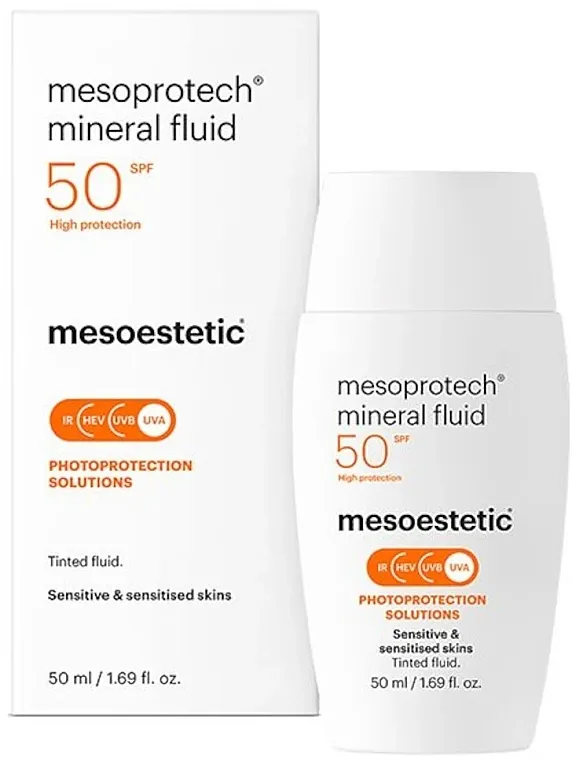 Mesoestetic Mesoprotech Mineral Fluid SPF 50+ Tonirajući zaštitni fluid