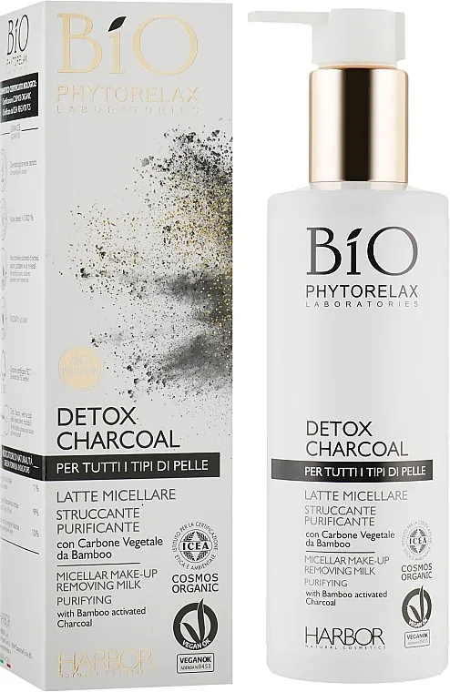 Micelarno mlijeko za lice Phytorelax Laboratories Bio Phytorelax Detox Charcoal Micellar Make-Up Removing Milk