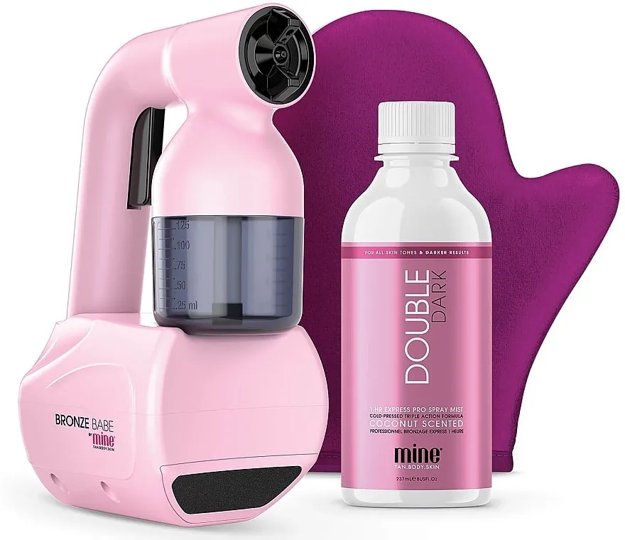 MineTan Bronze Babe Personal Spray Tan Pink Kit (t/gun/1psc + glove/1psc + b/mist/237ml) Set za samotamnjenje