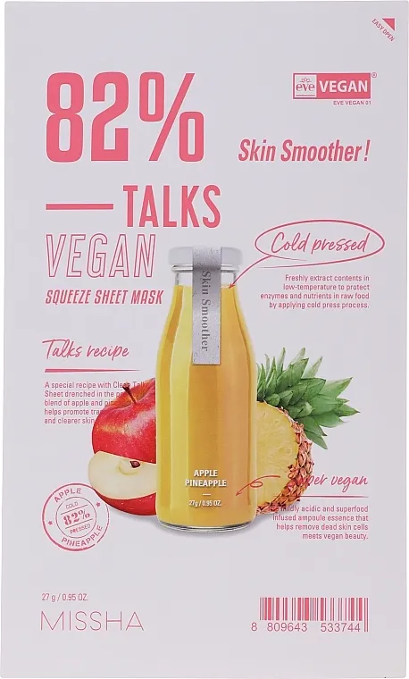 Missha Talks Vegan Squeeze Sheet Mask Skin Smoother Sheet maska