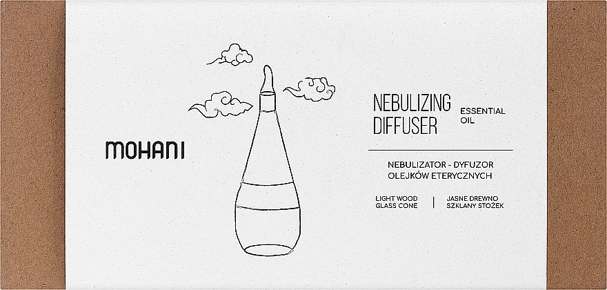 Mohani Nebulizer Difuzor eteričnog ulja, svijetlo drvo, stakleni konus