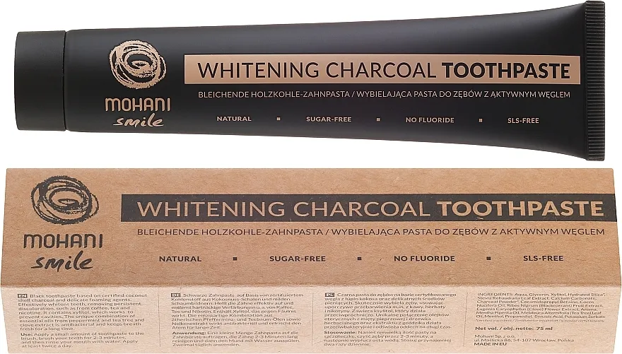 Mohani Smile Whitening Charcoal Toothpaste Prirodna pasta za izbjeljivanje zuba