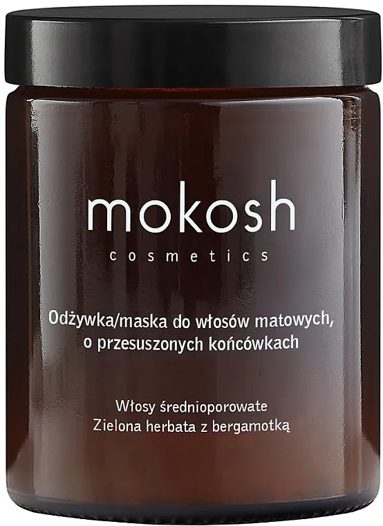 Mokosh Cosmetics Conditioner-Mask For Dull Hair With Dry Ends Green Tea &amp; Bergamot Regenerator i maska za beživotnu kosu sa suvim krajevima "Zeleni čaj i bergamot"