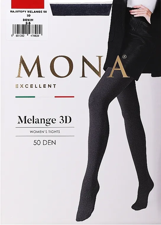 Mona Hulahopke za žene "Melange 3D" 50 Den, denim
