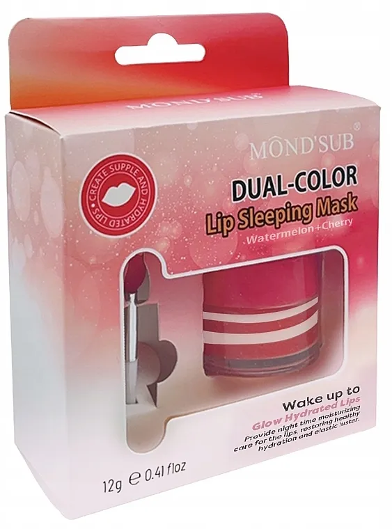 Mond'Sub Dual-Color Lip Sleeping Mask Watermelon + Cherry Dvodnevna maska za usne za noć Lubenica + Trešnja