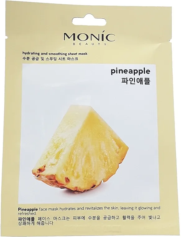 Monic Beauty Hydrating and Smoothing Sheet Mask Pineapple Maska za lice u listu sa ekstraktom ananasa