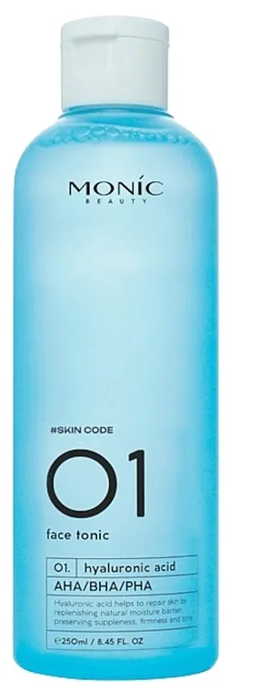 Monic Beauty #Skin Code 01 Hyaluronic Acid And AHA/BHA/PHA Face Tonic Tonik za lice sa hijaluronskom kiselinom