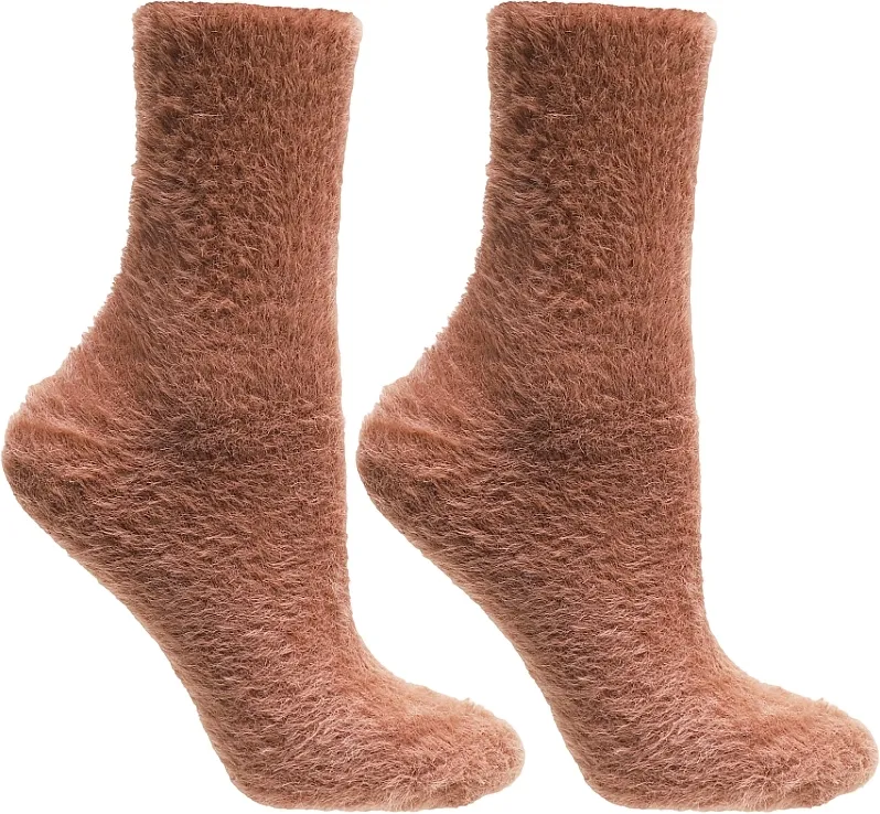 Moraj Ženske duge čupave čarape, CDC400-524, braon