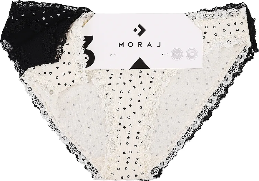 Moraj Ženske mini bikini gaćice sa srcima i čipkom, 3 kom.