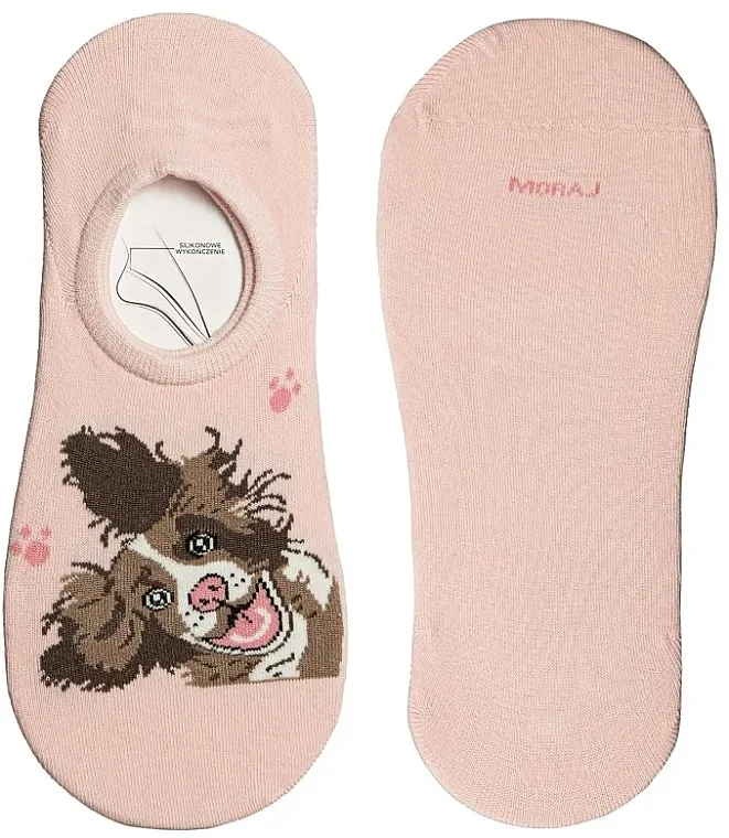 Moraj Ženske pamučne čarape sa slikom pasa, roze