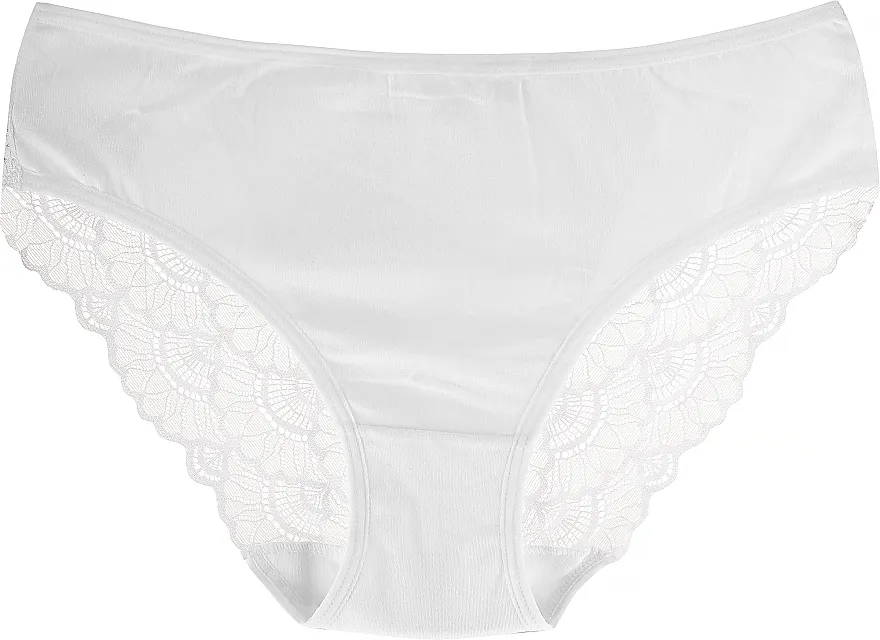 Moraj Ženske pamučne čipkane bikini gaćice, bele