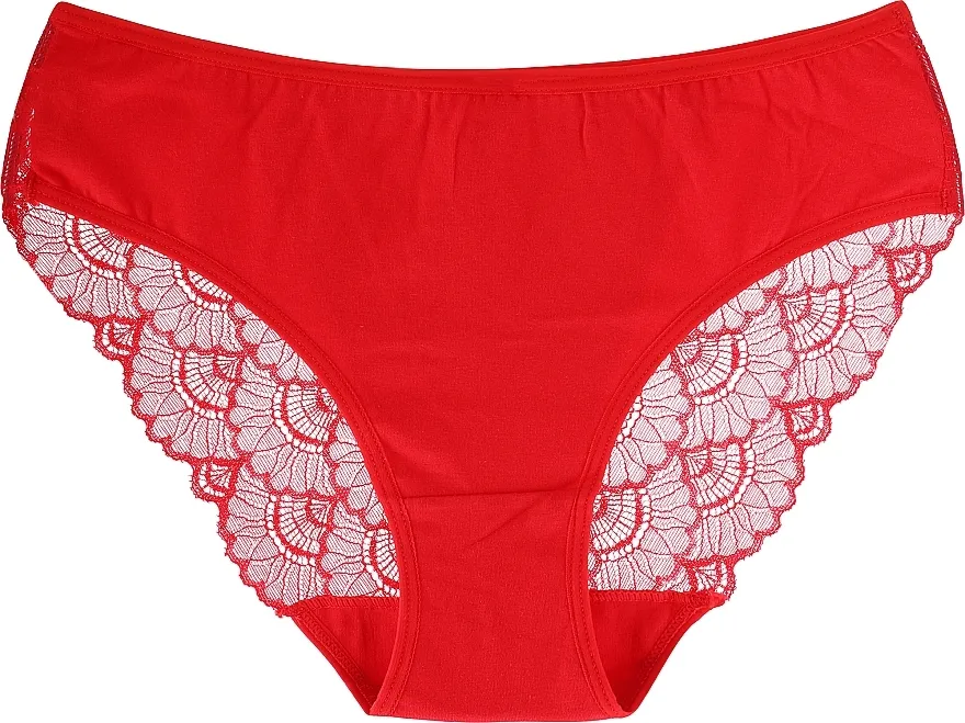 Moraj Ženske pamučne čipkane bikini gaćice, crvene ​