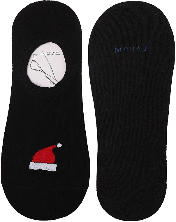 Moraj No-show čarape, CDBS250-007, crne sa kapom Deda Mraza