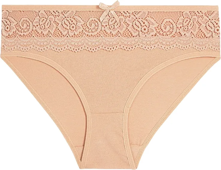 Moraj Pamučne bikini gaćice sa čipkanim pojasom, BDM600-037, bež