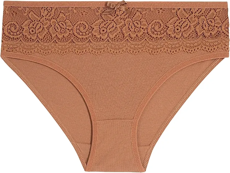 Moraj Pamučne bikini gaćice sa čipkanim pojasom, BDM600-037, smeđe