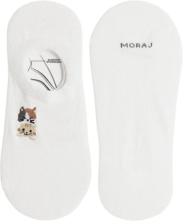 Moraj Set ženskih niskih čarapa sa vezom mačke, CDB200-360/3, bele + bež + crne