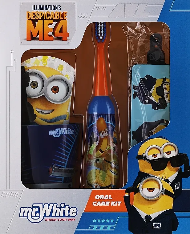 Mr. White Minnions 3+ Set (toothbrush/1pcs + toothpaste/75ml + glass/1pcs + keychain/1pcs)