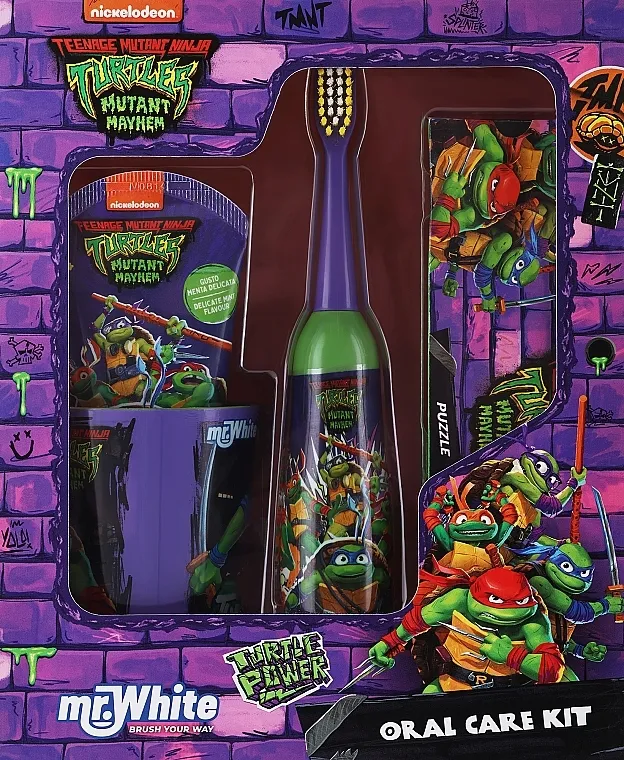 Mr. White Teenage Mutant Ninja Set (toothbrush/1pcs + toothpaste/75ml + puzzle/1pcs)