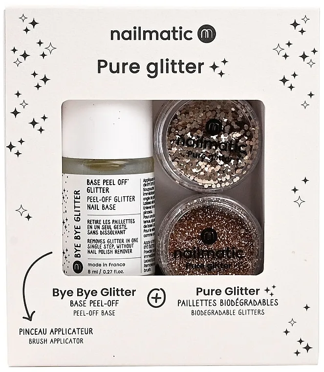 Nailmatic Pure Glitter Gold (base/8ml + glitter/2pcs + brush) Set