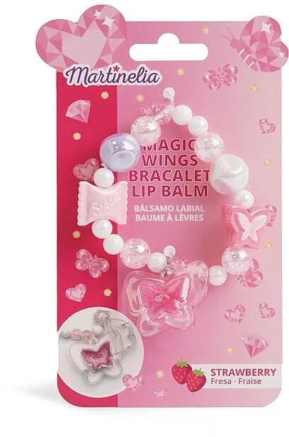 Narukvica sa sjajem za usne u obliku leptira Martinelia Magic Wings Lip Balm Bracelet Strawberry