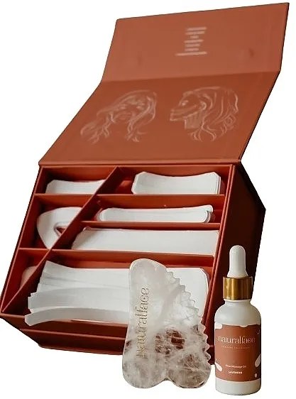 NaturalFace White Box (gua/sha/massager/1pc + f/oil/30ml + tapes/48pcs + massage/plan/1pc) Set