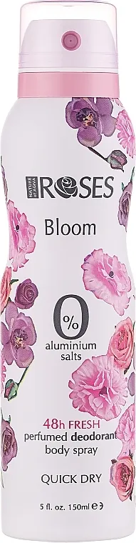 Nature of Agiva Roses Bloom 48H Fresh Perfumed Deodorant Body Spray Parfimisani dezodorans u spreju za telo bez aluminijumove soli
