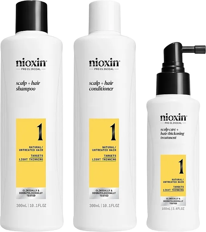 Nioxin System 1 Loyalty Kit (shmp/300ml + h/cond/300ml + h/serum/100ml) Set
