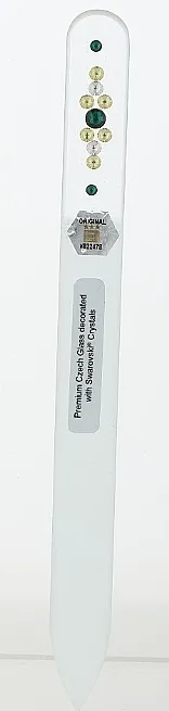 Nippes Solingen Nail File Desing 1 755 E Turpija za nokte, 9 cm, providna sa belo-žuto-zelenim kristalima