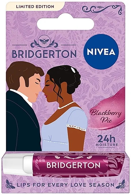 NIVEA 24H Moisture Bridgerton Limited Edition Blueberry Pie Balzam za usne