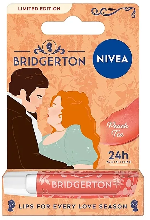 NIVEA 24H Moisture Bridgerton Limited Edition Peach Tea Balzam za usne s mirisom sočne breskve