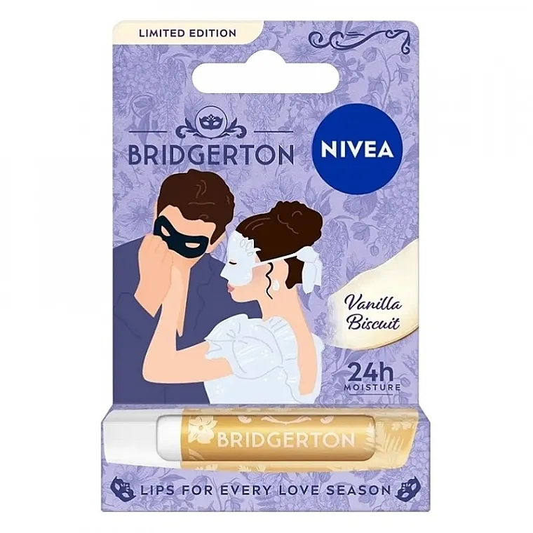 NIVEA 24H Moisture Bridgerton Limited Edition Vanilla Biscuit Balzam za usne