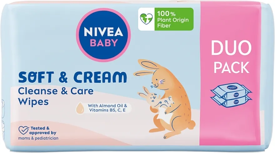 Nivea Baby Soft &amp; Cream Biorazgradive maramice, 2x57 kom.