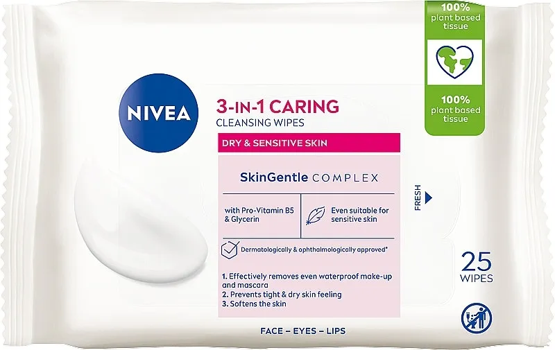 Nivea Biodegradable Cleansing Wipes 3in1 Umirujuće biorazgradive maramice za skidanje šminke